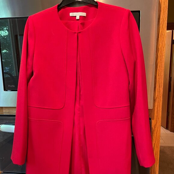 Preston & York Lined Red Open Front Lightweight Coat 6 - Picture 1 of 6